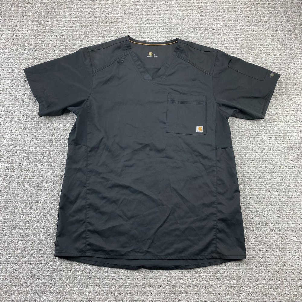 Carhartt Scrubs Uniform Shirt Men Small S Black V-Neck Nursing Medical Nurse Top